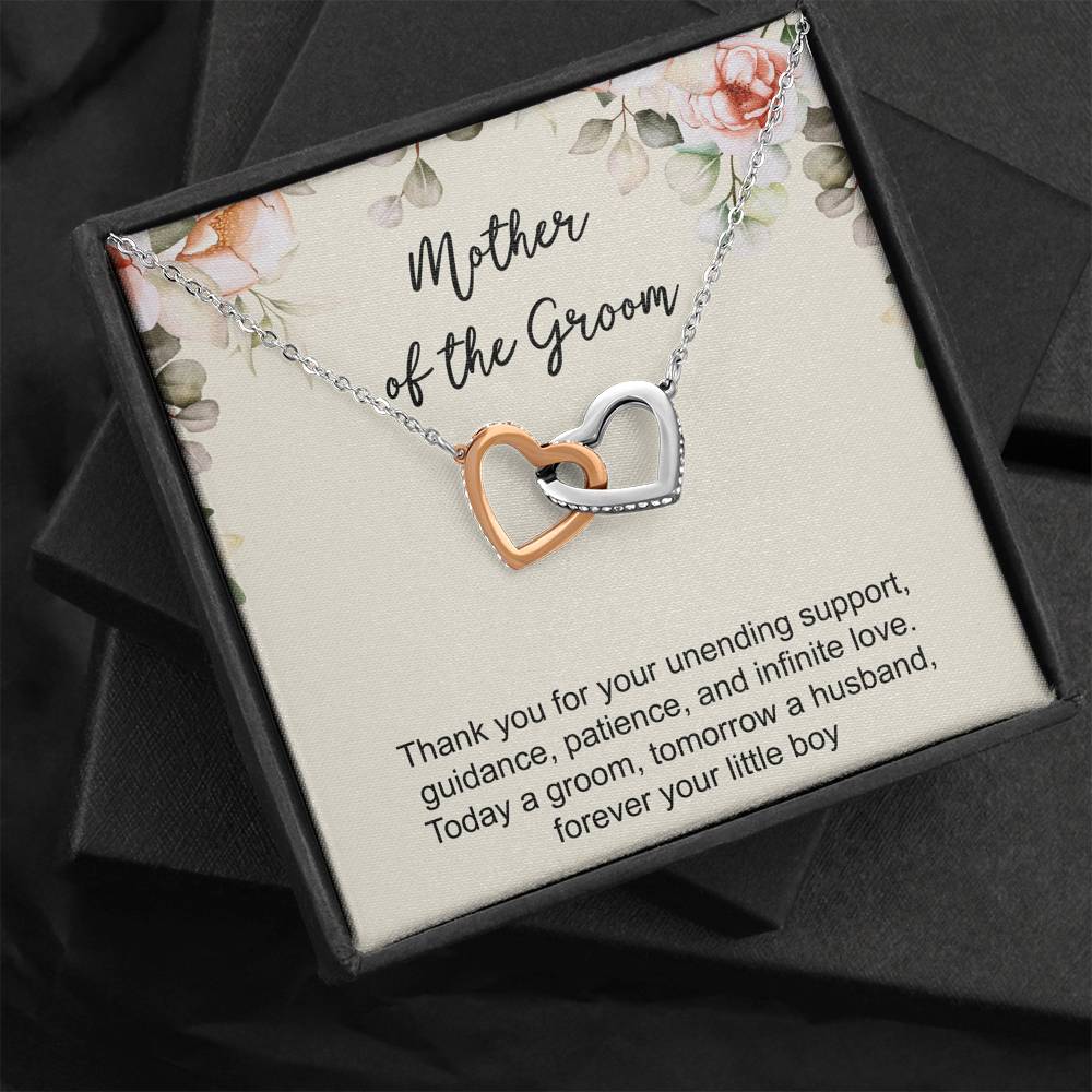 Mom Of The Groom Gifts, Thank You For Your Unending Support, Interlocking Heart Necklace For Women, Wedding Day Thank You Ideas From Groom