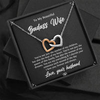 Load image into Gallery viewer, To My Badass Wife, Beat Of My Heart, Interlocking Heart Necklace For Women, Anniversary Birthday Valentines Day Gifts From Husband
