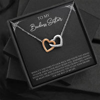 Load image into Gallery viewer, To My Badass Sister Gifts, When It&#39;s Too Hard To Look Back, Interlocking Heart Necklace For Women, Birthday Present Ideas From Sister Brother
