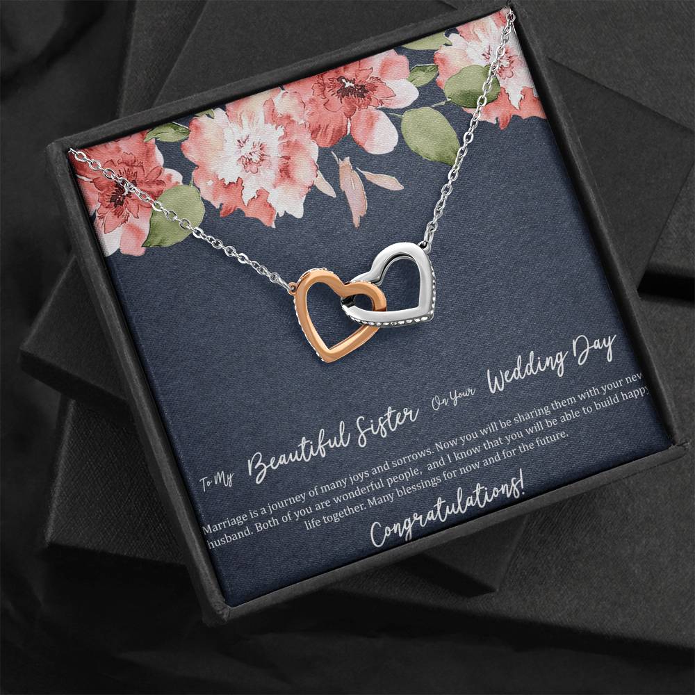 Bride Gifts, Marriage Is A Journey, Interlocking Heart Necklace For Women, Wedding Day Thank You Ideas From Sister