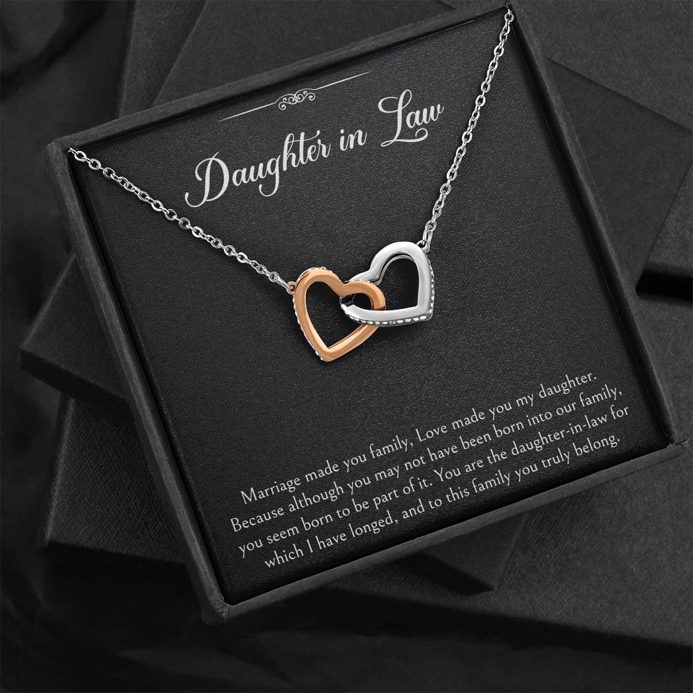 To My Daughter-in-law Gifts, Marriage Made You Family, Interlocking Heart Necklace For Women, Birthday Present Idea From Mother-in-law