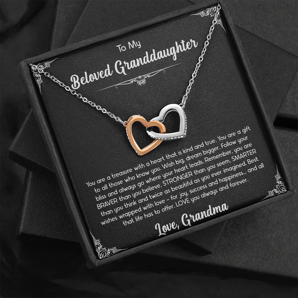 To My Granddaughter Gifts, You Are A Gift, Interlocking Heart Necklace For Women, Birthday Present Idea From Grandma