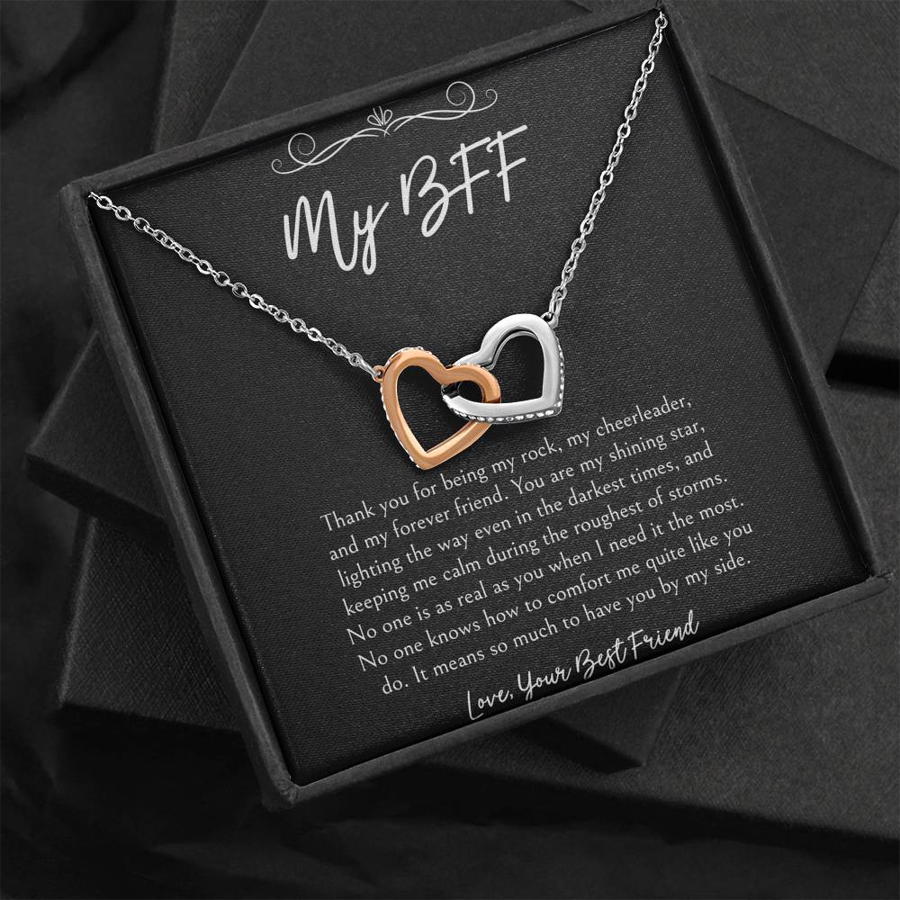 To My Friend Gifts, It Means So Much To Have You By My Side, Interlocking Heart Necklace For Women, Birthday Present Idea From Bestie