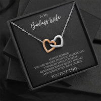 Load image into Gallery viewer, To My Badass Wife, Always Remember, Interlocking Heart Necklace For Women, Anniversary Birthday Gifts From Husband
