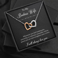 Load image into Gallery viewer, To My Badass Wife, Whenever You Feel Inadequate, Interlocking Heart Necklace For Women, Anniversary Birthday Gifts From Husband
