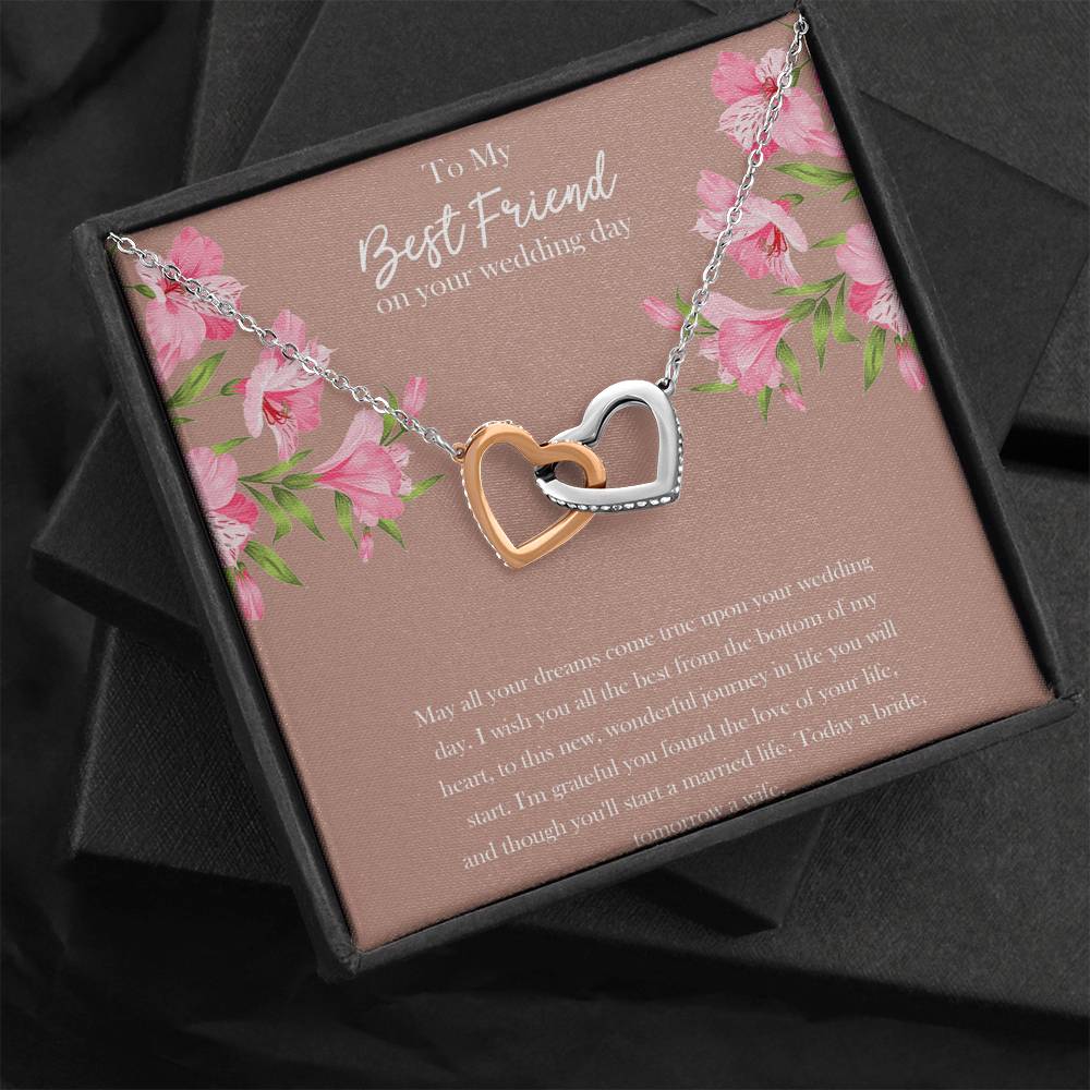 Bride Gifts, May All Your Dreams Come True, Interlocking Heart Necklace For Women, Wedding Day Thank You Ideas From Best Friend
