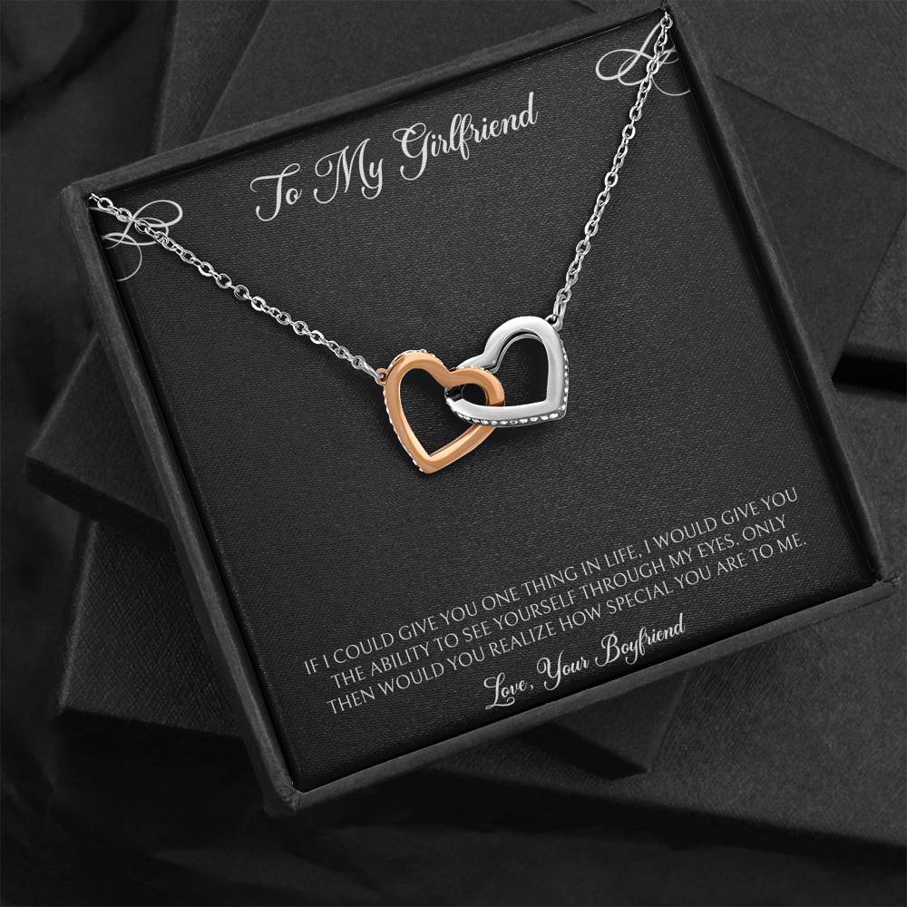 To My Girlfriend, You Are Special To Me, Interlocking Heart Necklace For Women, Anniversary Birthday Valentines Day Gifts From Boyfriend