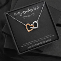 Load image into Gallery viewer, To My Badass Wife, Whenever You Feel Incompetent, Interlocking Heart Necklace For Women, Anniversary Birthday Valentines Day Gifts From Husband
