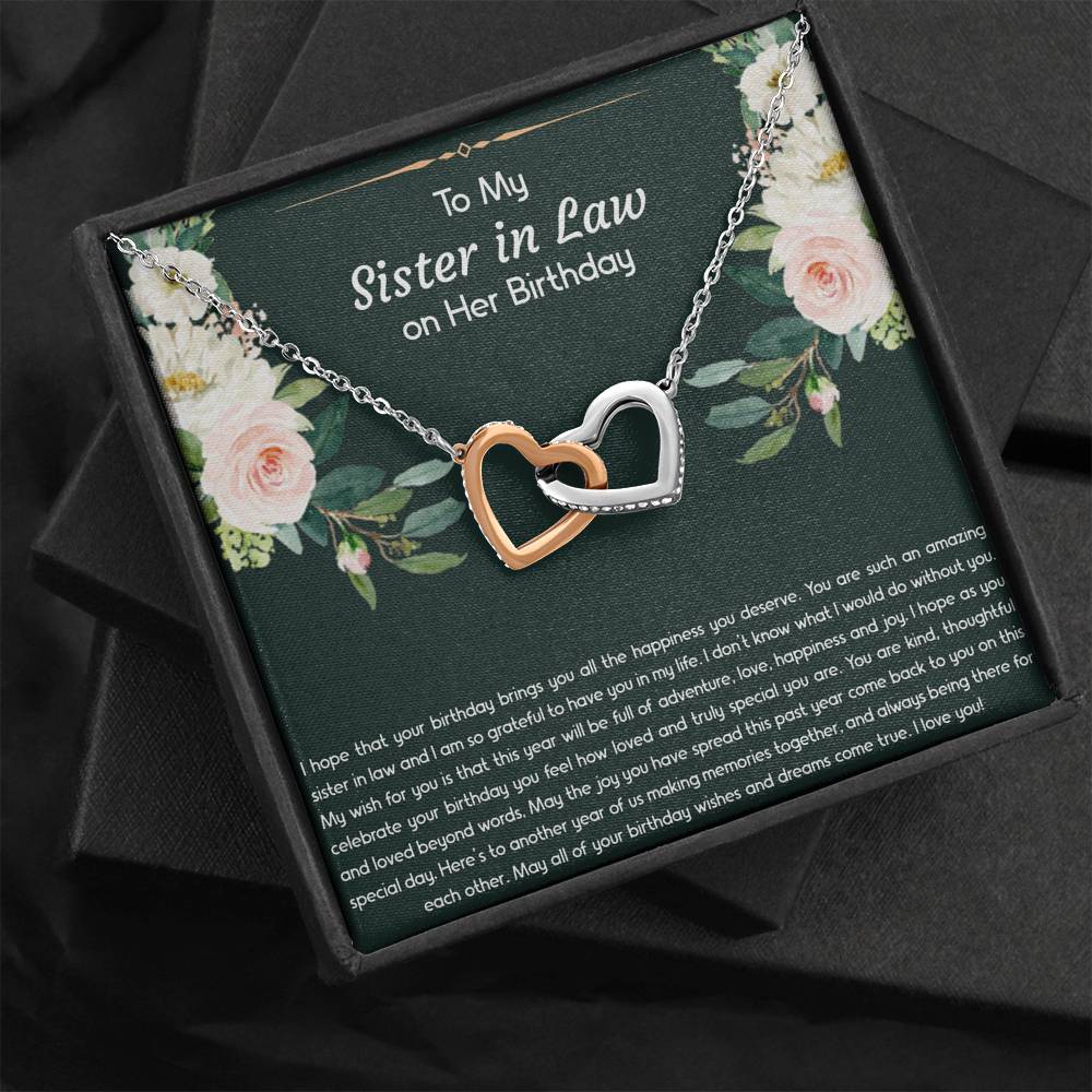 To My Sister-in-law Gifts, I Hope Your Birthday Brings You Happiness, Interlocking Heart Necklace For Women, Birthday Present Idea From Sister