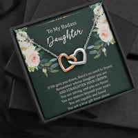 Load image into Gallery viewer, To My Badass Daughter Gifts, If Life Gets You Down, Interlocking Heart Necklace For Women, Birthday Present Idea From Mom
