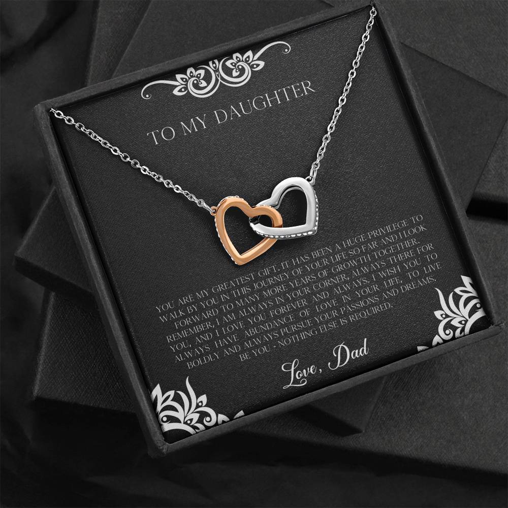 To My Daughter  Gifts, You Are My Greatest Gift, Interlocking Heart Necklace For Women, Birthday Present Idea From Dad