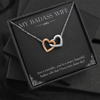 Load image into Gallery viewer, To My Badass Wife, Just A Reminder, Interlocking Heart Necklace For Women, Anniversary Birthday Valentines Day Gifts From Husband
