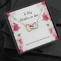 Load image into Gallery viewer, To My Mother-in-Law Gifts, Raising The Man Of My Dreams, Interlocking Heart Necklace, Birthday Mothers Day Present From Daughter-in-law
