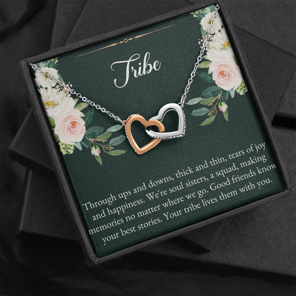 To My Best Friend Gifts, Tribe, Interlocking Heart Necklace For Women, Birthday Present Idea From Bestie