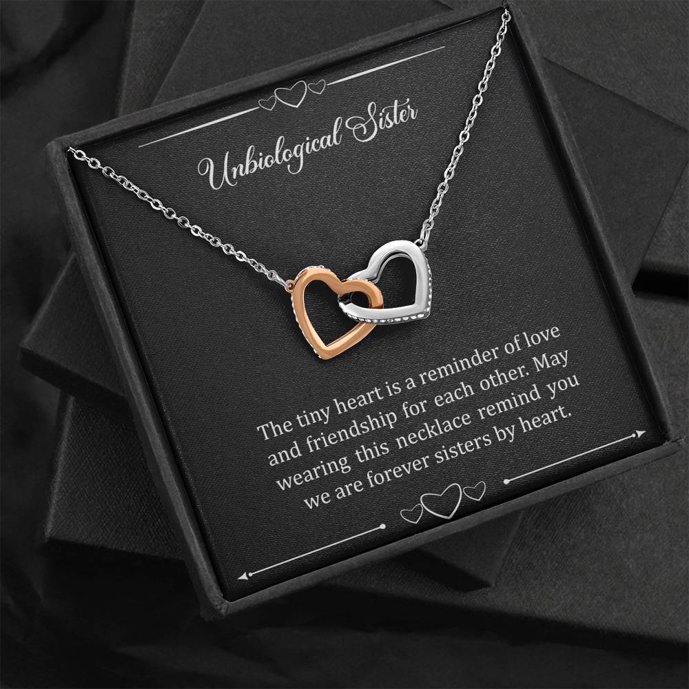 To My Unbiological Sister Gifts, Reminder of Love, Interlocking Heart Necklace For Women, Birthday Present Idea From Sister-in-law