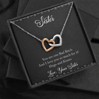 Load image into Gallery viewer, To My Badass Sister Gifts, Hugs And Kisses, Interlocking Heart Necklace For Women, Birthday Present Idea From Sister
