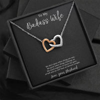 Load image into Gallery viewer, To My Badass Wife, We Stand Together, Interlocking Heart Necklace For Women, Anniversary Birthday Valentines Day Gifts From Husband
