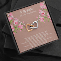 Load image into Gallery viewer, Bride Gifts, No Longer A Miss But Always A Sis, Interlocking Heart Necklace For Women, Wedding Day Thank You Ideas From Sister
