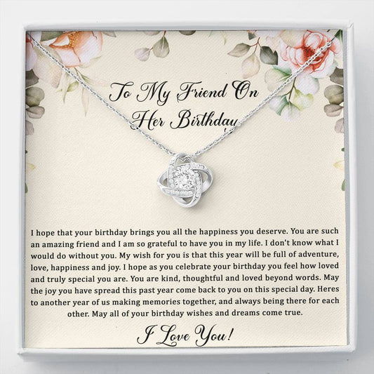Birthday Gifts For Women, May Your Wishes Come True, Love Knot Necklace, Happy Birthday Message Card Jewelry For Friend