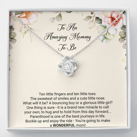 Gift for Expecting Mom, Brand New Miracle, Mom to Be Love Knot Necklace For Women, Pregnancy Gift For New Mother