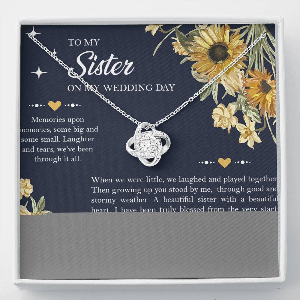 Sister of the Bride Gifts, I'll Always Be Your Sister, Love Knot Necklace For Women, Wedding Day Thank You Ideas From Bride
