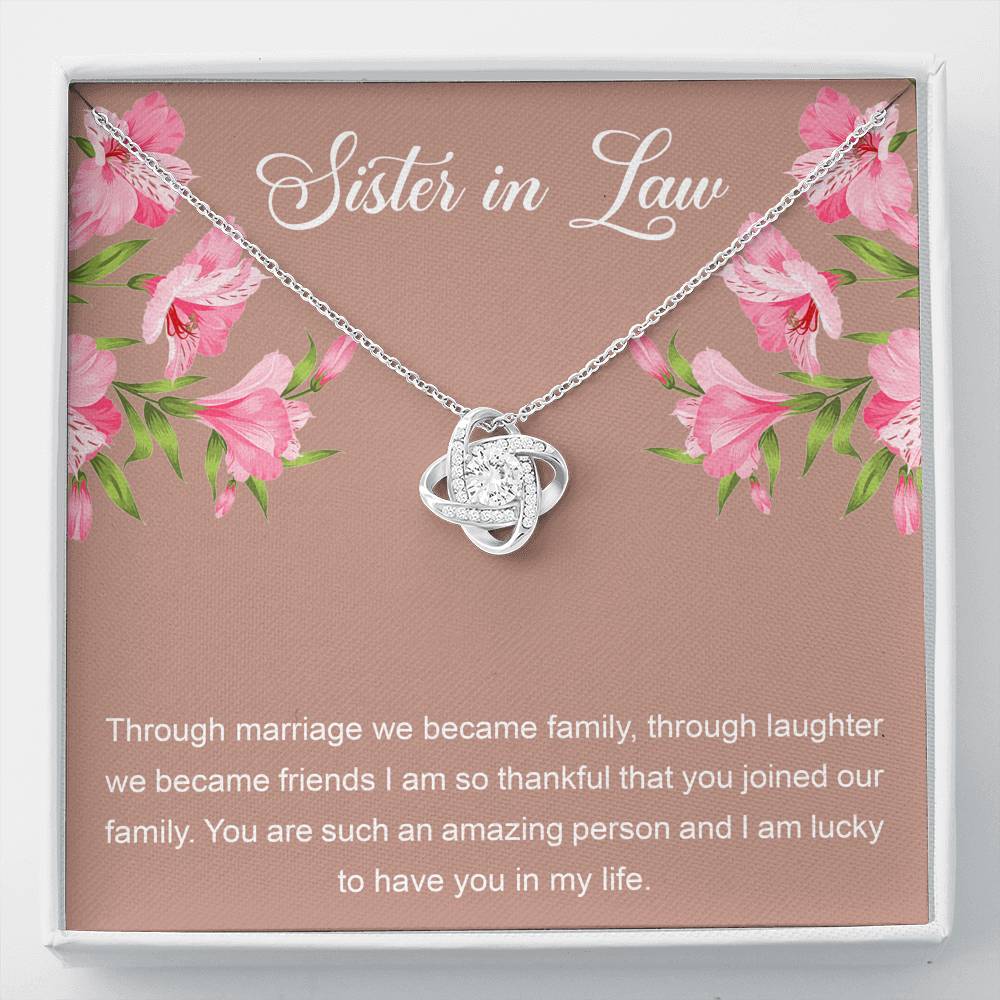 To My Sister-in-law Gifts, Through Marriage, Love Knot Necklace For Women, Birthday Present Idea From Sister
