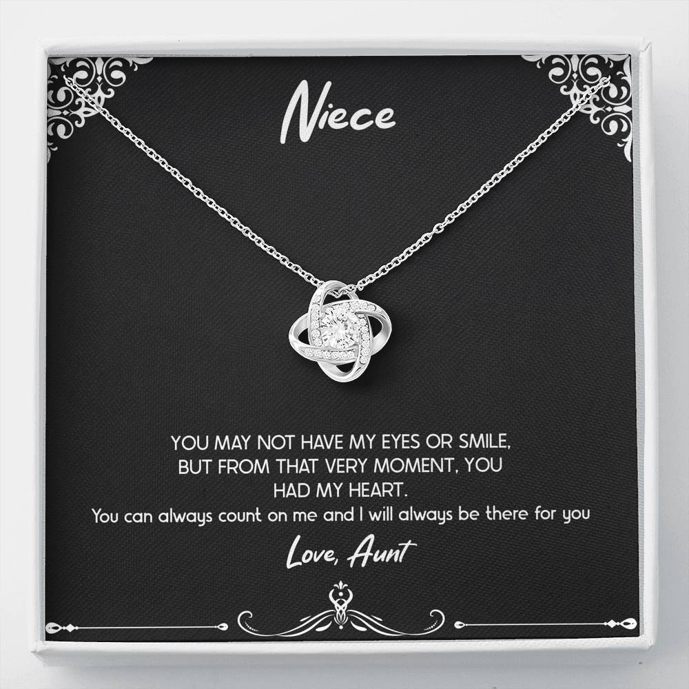To My Niece  Gifts, You Can Always Count On Me, Love Knot Necklace For Women, Birthday Present Idea From Aunt