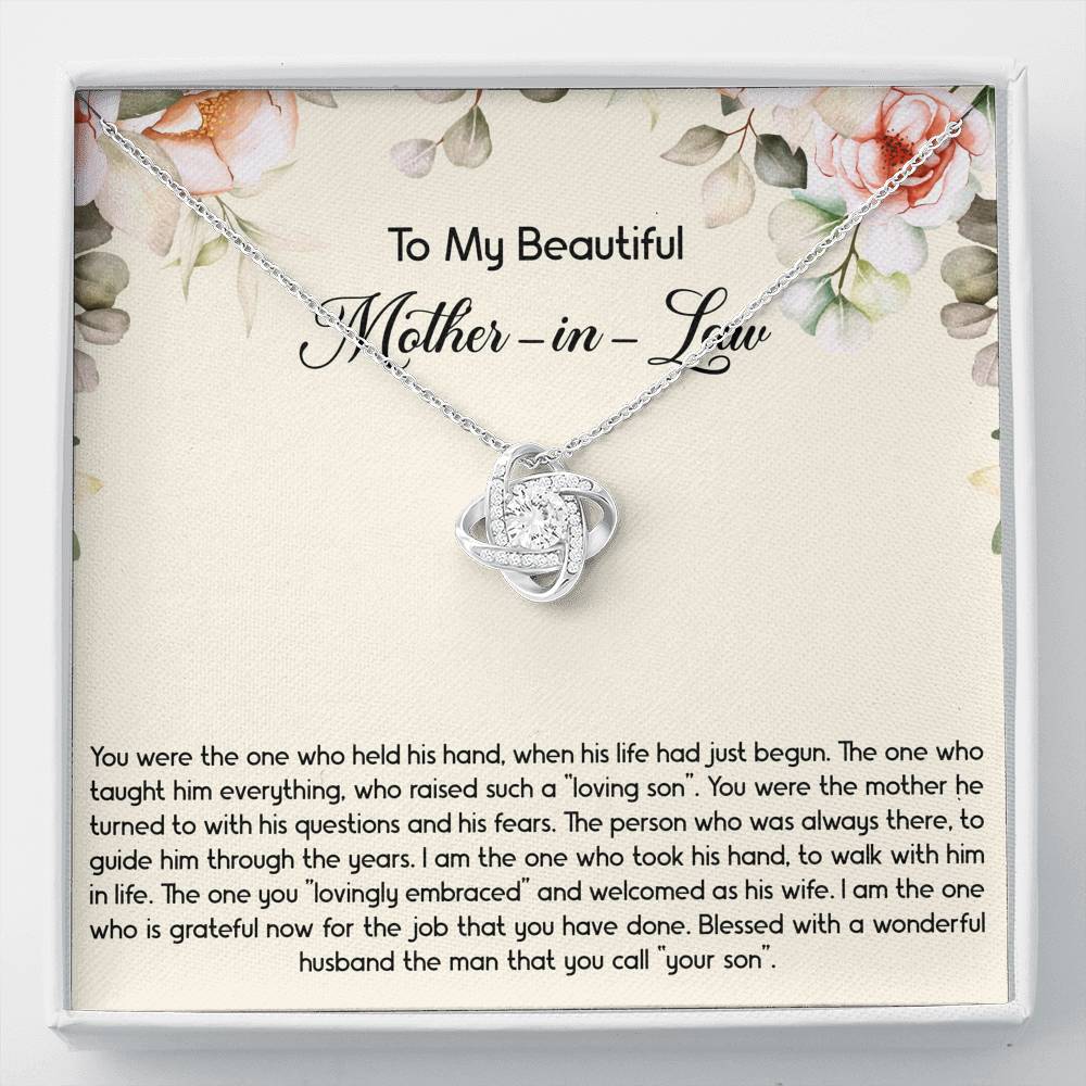 To My Mother-in-Law Gifts, The One Who Held His Hand, Love Knot Necklace For Women, Birthday Mothers Day Present From Daughter-in-law