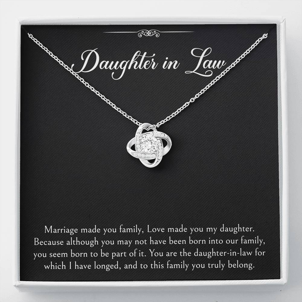 To My Daughter-in-law Gifts, Marriage Made You Family, Love Knot Necklace For Women, Birthday Present Idea From Mother-in-law