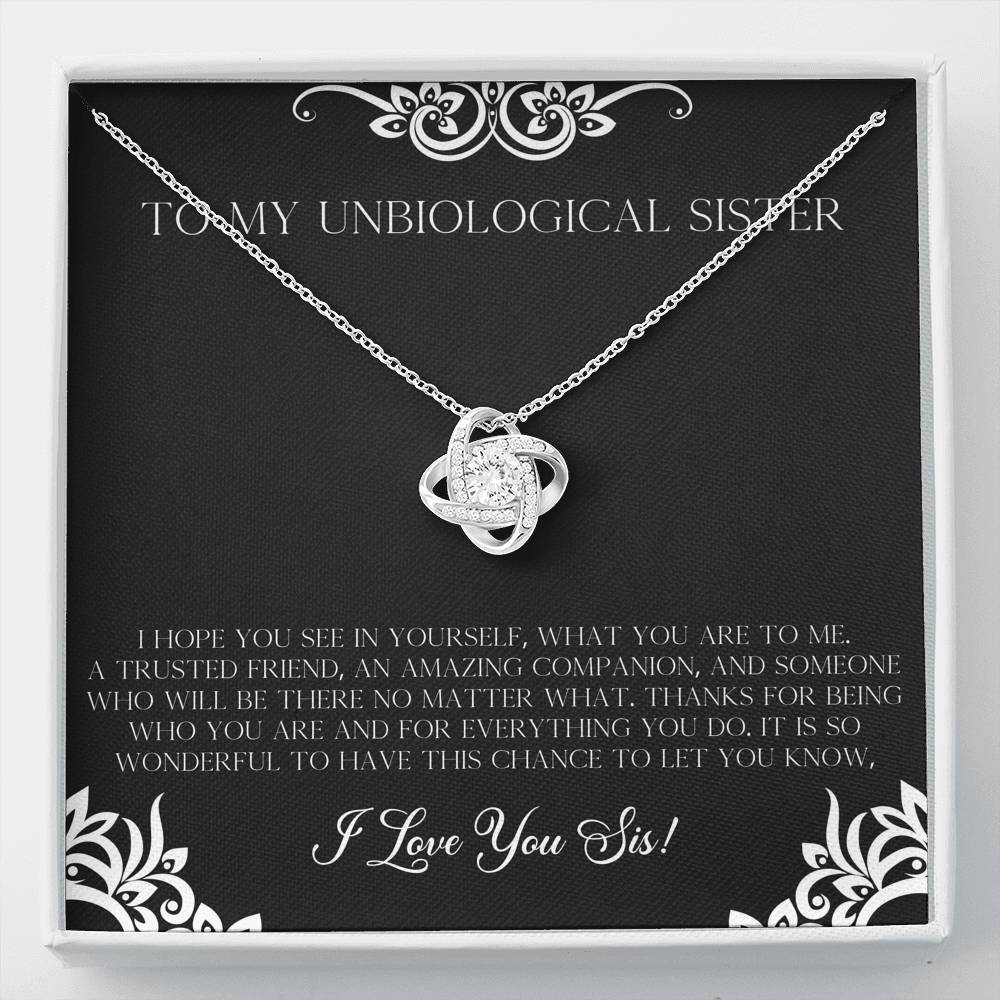 To My Unbiological Sister Gifts, I Hope You See in Yourself, Love Knot Necklace For Women, Birthday Present Idea From Sister-in-law