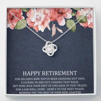 Load image into Gallery viewer, Retirement Gifts, Job Well Done, Happy Retirement Love Knot Necklace For Women, Retirement Party Favor From Friends Coworkers
