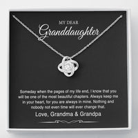 Load image into Gallery viewer, To My Granddaughter Gifts From Grandma Grandpa, Someday When The Pages Of My Life End, Love Knot Necklace For Women, Birthday Present Idea From Grandmother Grandfather
