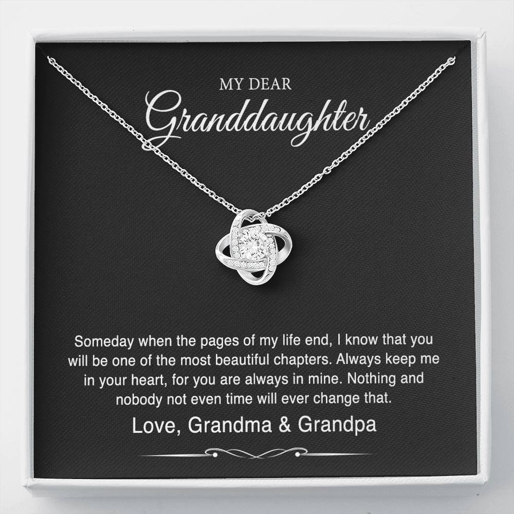 To My Granddaughter Gifts From Grandma Grandpa, Someday When The Pages Of My Life End, Love Knot Necklace For Women, Birthday Present Idea From Grandmother Grandfather