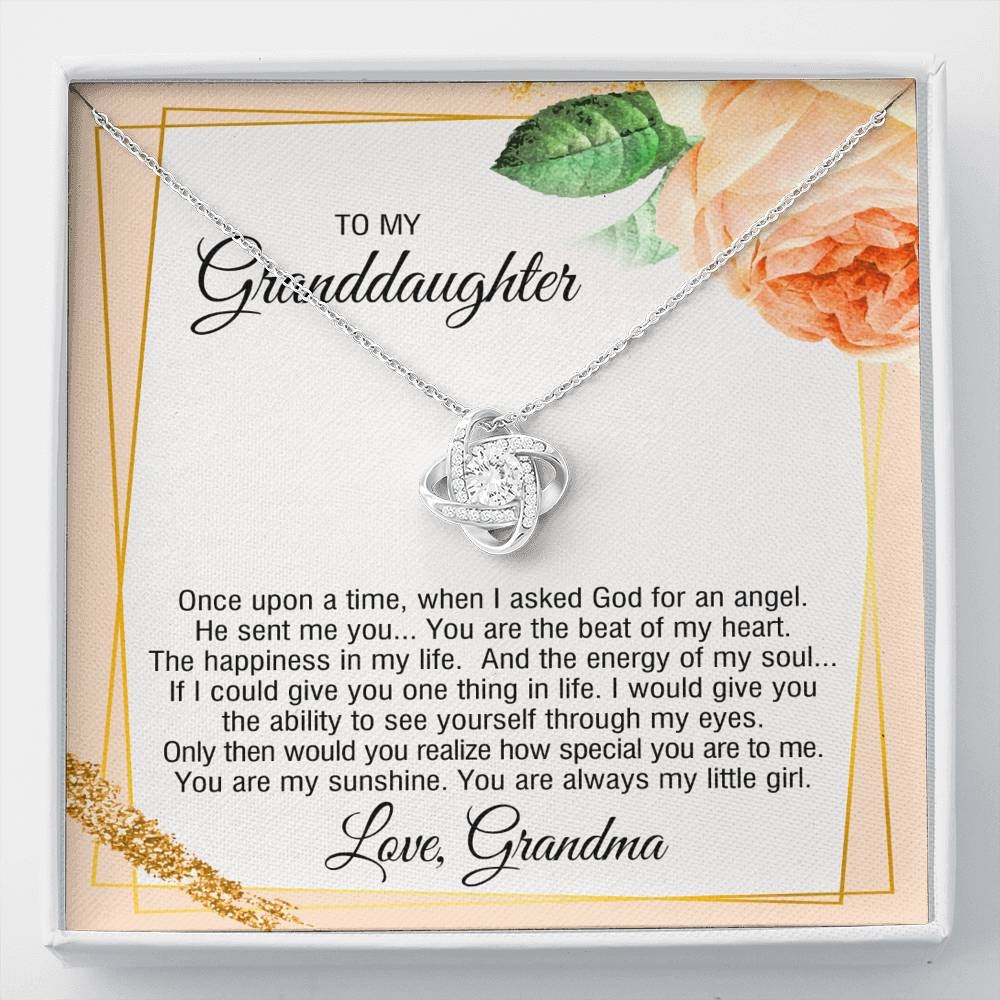 To My Granddaughter Gifts, You are the beat of my heart, Love Knot Necklace For Women, Present From Grandma