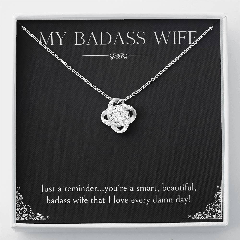 To My Badass Wife, Just A Reminder, Love Knot Necklace For Women, Anniversary Birthday Valentines Day Gifts From Husband