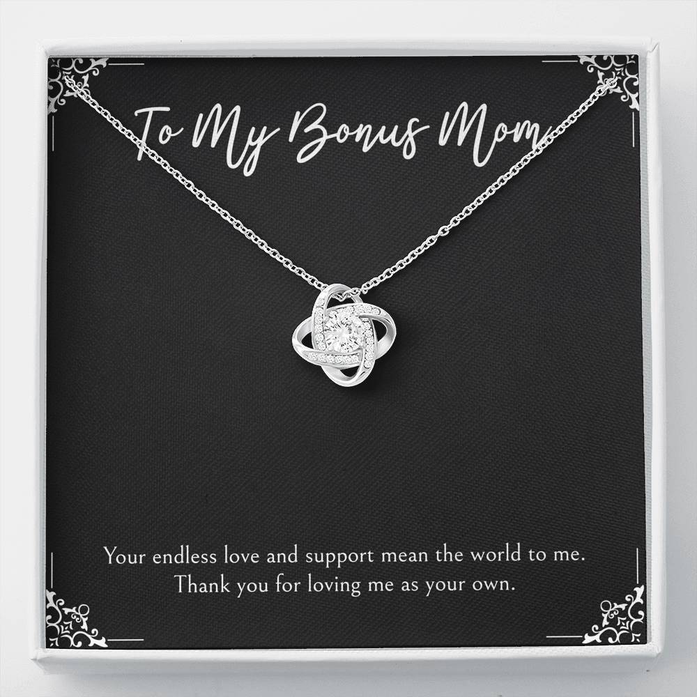 To My Bonus Mom Gifts, Endless Love And Support, Love Knot Necklace For Women, Birthday Mothers Day Present From Bonus Daughter