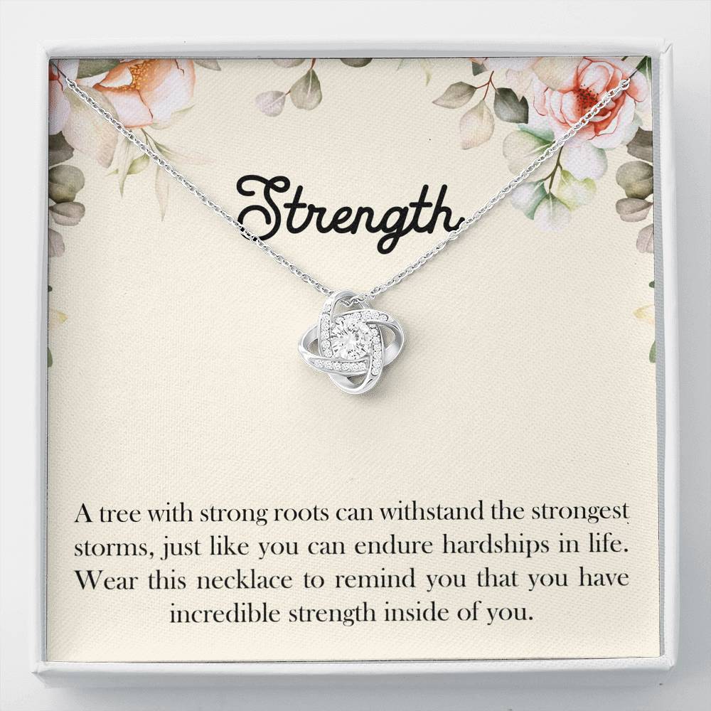 Encouragement Gifts, Strength, Motivational Love Knot Necklace For Women, Sympathy Inspiration Friendship Present