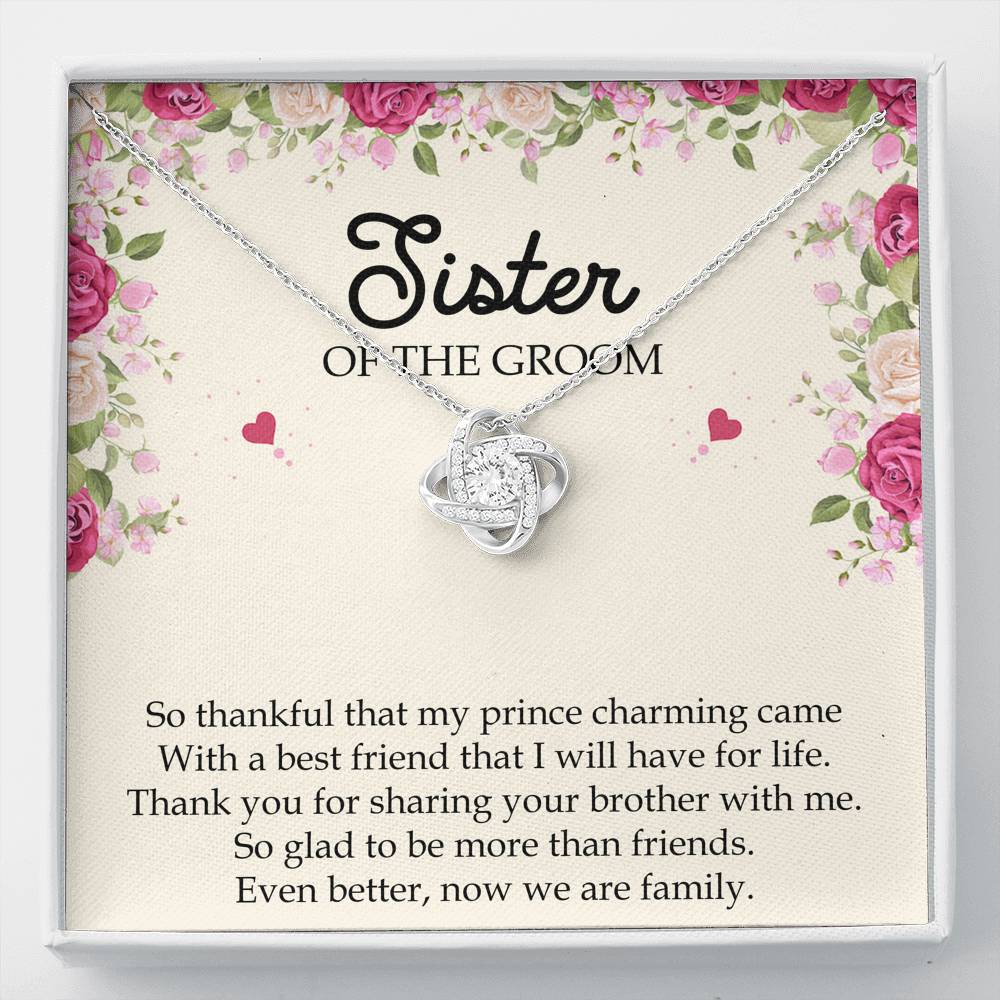 Sister Of The Groom Gifts, So Glad To Be More Than Friends, Love Knot Necklace For Women, Wedding Day Thank You Ideas From Bride