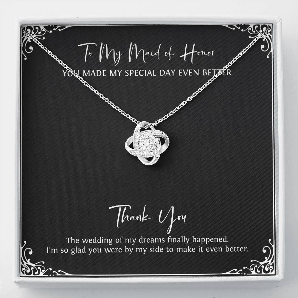To My Maid Of Honor Gifts, I'm Glad You're By My Side, Love Knot Necklace For Women, Wedding Day Thank You Ideas From Bride