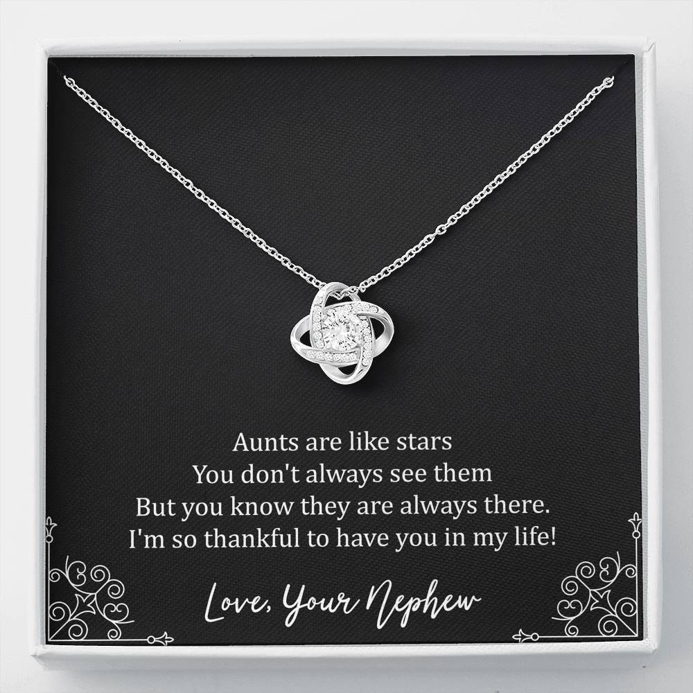 To My Aunt Gifts, Aunts Are Like Stars, Love Knot Necklace For Women, Birthday Present Idea From Nephew