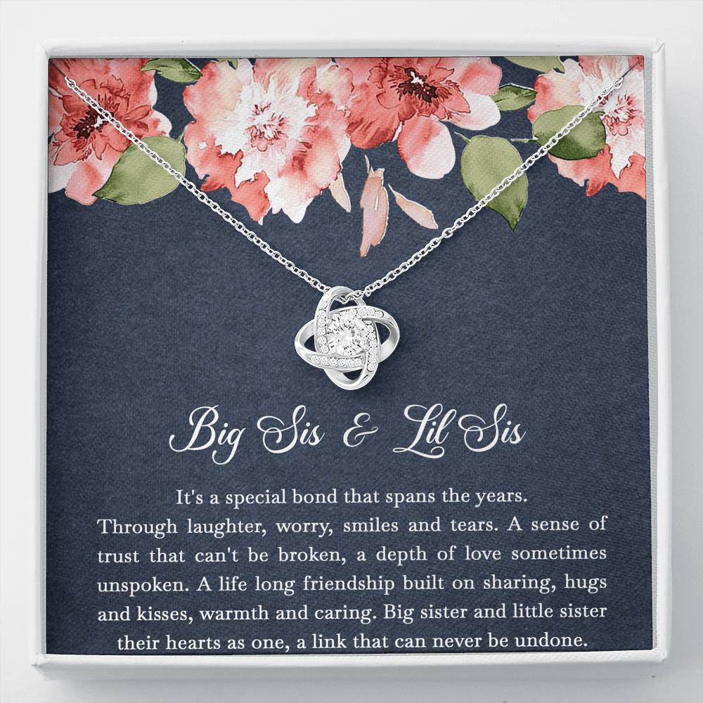 To My Sister Gifts, Big Sis and Lil Sis, Love Knot Necklace For Women, Birthday Present Idea From Sister