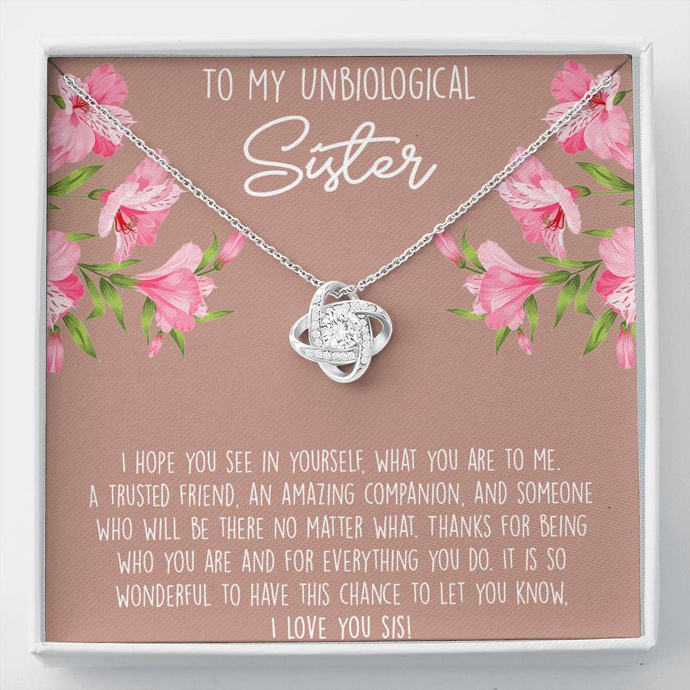 To My Best Friend Gifts, To My Unbiological Sister, Love Knot Necklace For Women, Birthday Present Idea From Bestie