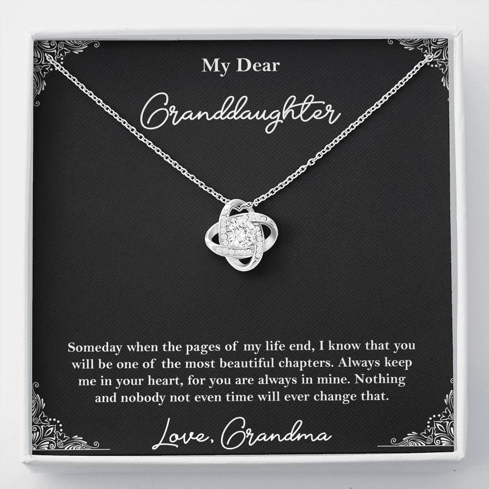 To My Granddaughter Gifts, One Of The Most Beautiful Chapters, Love Knot Necklace For Women, Birthday Present Idea From Grandma