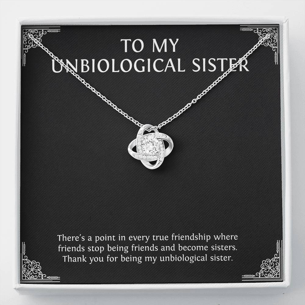 To My Unbiological Sister Gifts, Point in Every Friendship, Love Knot Necklace For Women, Birthday Present Idea From Sister-in-law