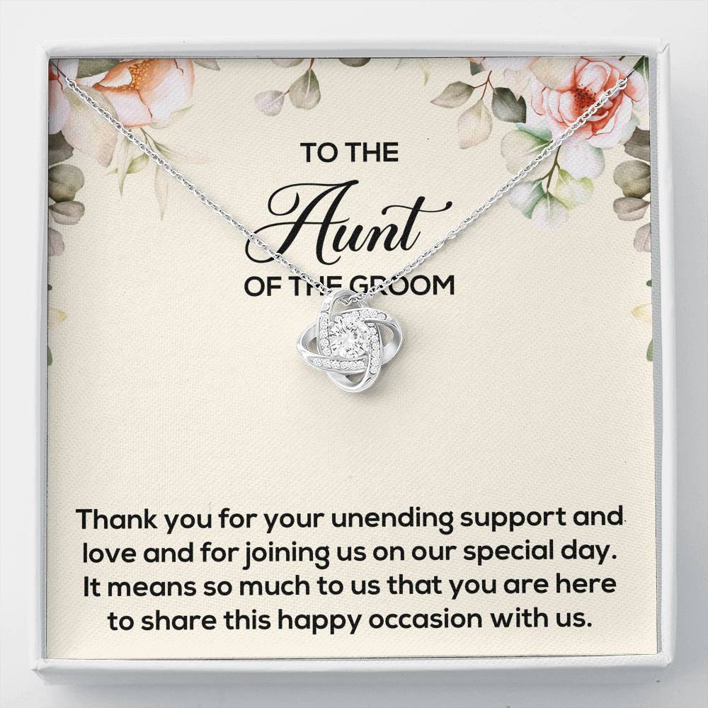 Aunt of the Groom Gifts, Thank You for Your Support, Love Knot Necklace For Women, Wedding Day Thank You Ideas From Groom