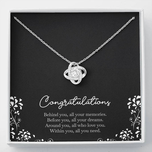 Retirement Gifts, Behind You, Happy Retirement Love Knot Necklace For Women, Retirement Party Favor From Friends Coworkers