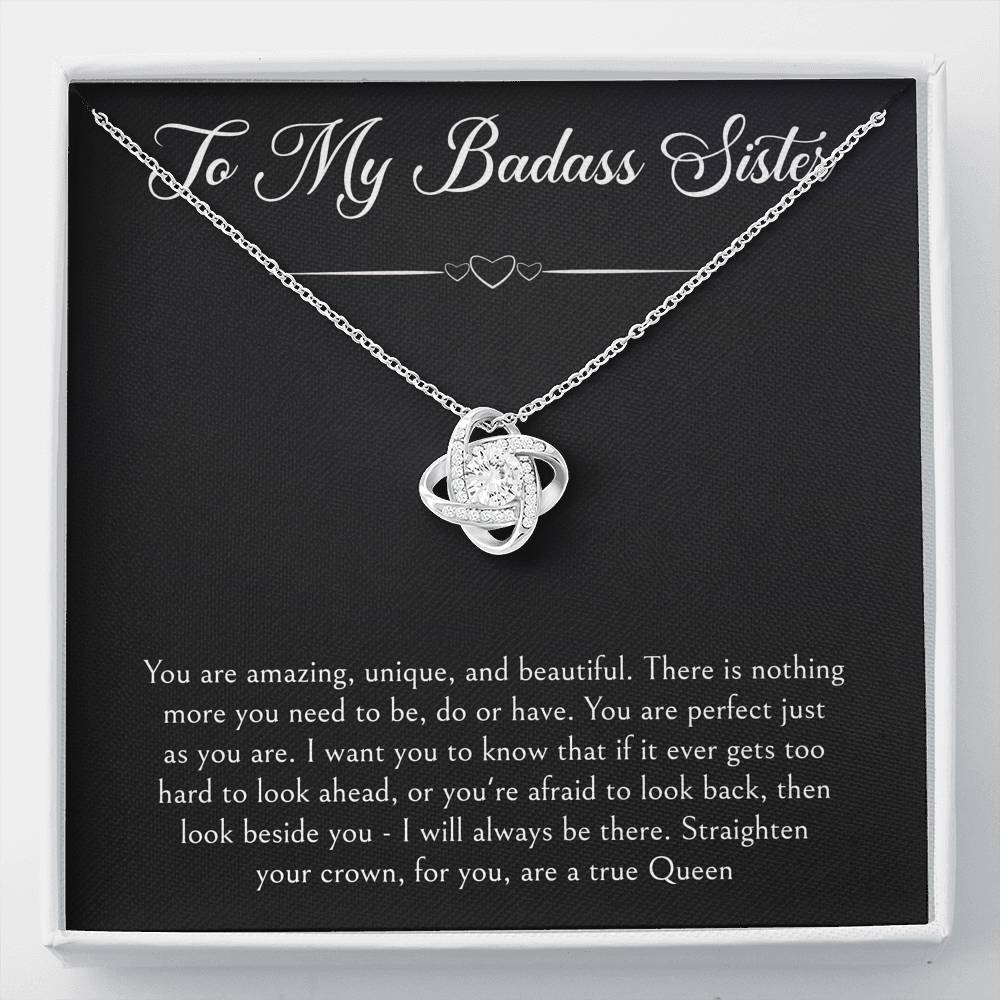 To My Badass Sister Gifts, You Are Amazing, Love Knot Necklace For Women, Birthday Present Ideas From Sister Brother