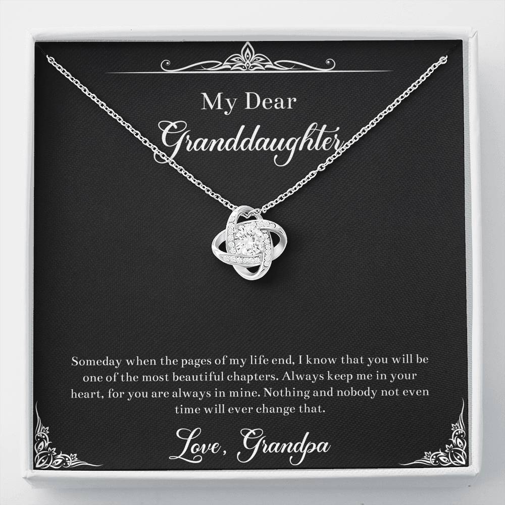 To My Granddaughter Gifts, One Of The Most Beautiful Chapters, Love Knot Necklace For Women, Birthday Present Idea From Grandpa