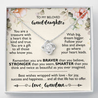 Load image into Gallery viewer, To My Granddaughter Gifts, You Are a Treasure with a Heart, Love Knot Necklace For Women, Present From Grandma
