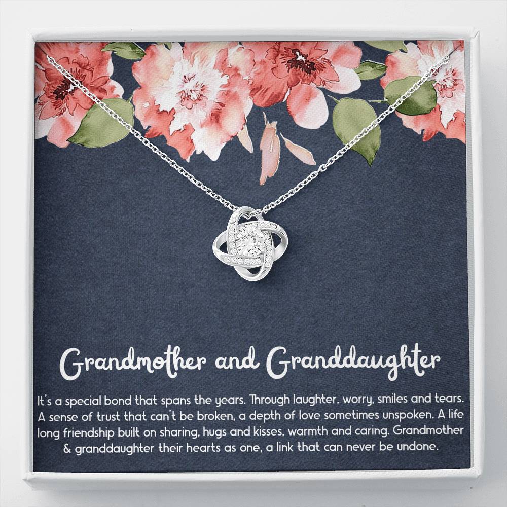 To My Granddaughter Gifts, Special Bond, Love Knot Necklace For Women, Birthday Present Idea From Grandma